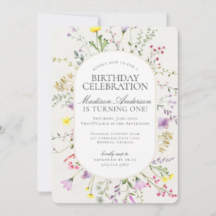 Little Wildflower Boho Floral verjaardagsfeestje Kaart