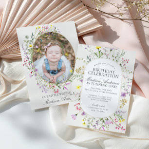 Little Wildflower Boho Floral verjaardagsfeestje Kaart