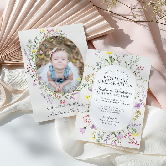 Little Wildflower Boho Floral verjaardagsfeestje Kaart