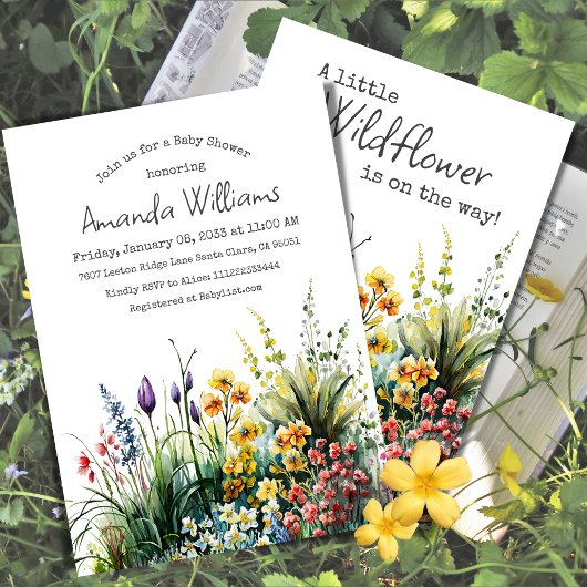 Little Wildflower Boho Garden Floral Baby shower Kaart