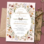 Little Wildflower Boho Girl Baby shower Invitation Kaart