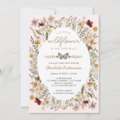Little Wildflower Boho Girl Baby shower Invitation Kaart (Voorkant)