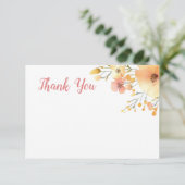 Little Wildflower Boho waterverf baby shower Bedankkaart (Staand voorkant)