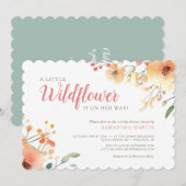 Little Wildflower Boho waterverf baby shower Kaart (Voorkant / Achterkant)