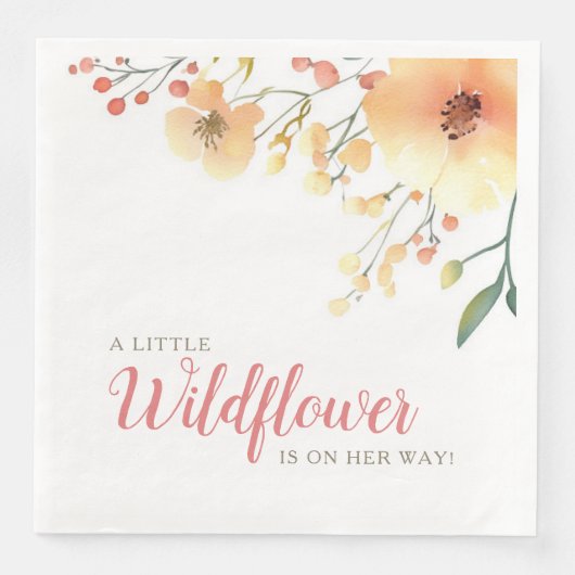Little Wildflower Boho waterverf baby shower Servet (Voorkant)