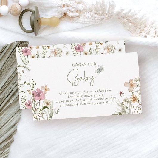 Little Wildflower Book Request Girl Baby shower Informatiekaartje