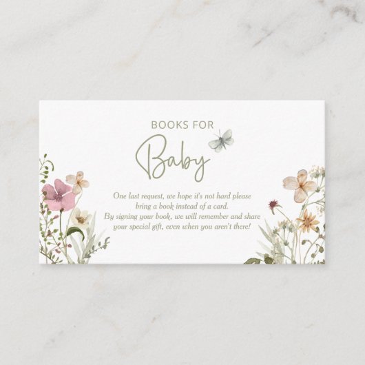 Little Wildflower Book Request Girl Baby shower Informatiekaartje (Voorkant)