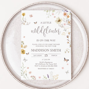 Little Wildflower Botanical Spring Baby shower Kaart