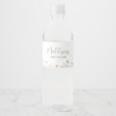 Little Wildflower Botanical Spring Baby shower Waterfles Etiket (Voorkant)