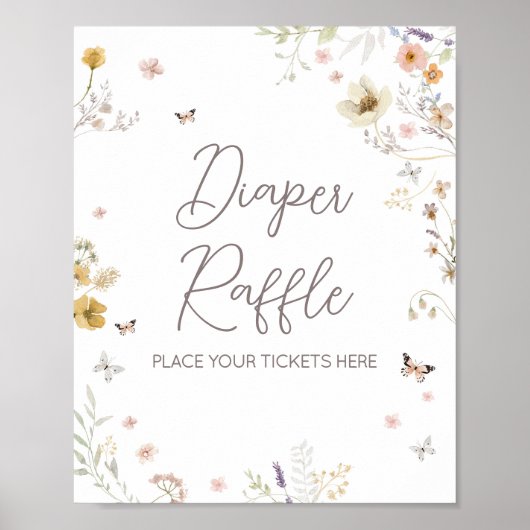 Little Wildflower Botanische Lente Luier Raffle Poster (Voorkant)
