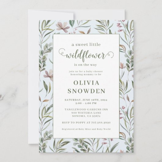 Little Wildflower Boy Baby shower Kaart (Voorkant)