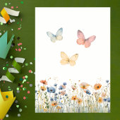 Little Wildflower Butterfly Meadow 1st Birthday Kaart
