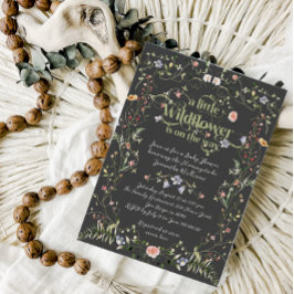 Little Wildflower Dark Modern Floral Baby shower Kaart