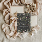 Little Wildflower Dark Modern Floral Baby shower Kaart