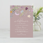 Little Wildflower Dusty Pink Floral Baby shower Kaart (Staand voorkant)