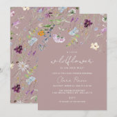 Little Wildflower Dusty Pink Floral Baby shower Kaart (Voorkant / Achterkant)
