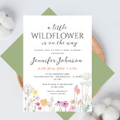 Little Wildflower Eenvoudig Baby shower Uitnodigin Kaart