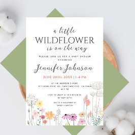 Little Wildflower Eenvoudig Baby shower Uitnodigin Kaart