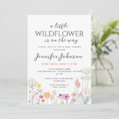Little Wildflower Eenvoudig Baby shower Uitnodigin Kaart (Staand voorkant)
