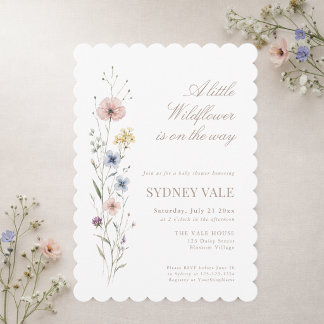 Little Wildflower Elegant Floral Baby Shower Kaart