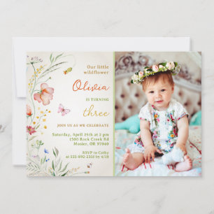 Little Wildflower Floral Baby Girl Foto Kaart