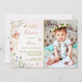 Little Wildflower Floral Baby Girl Foto Kaart (Voorkant)