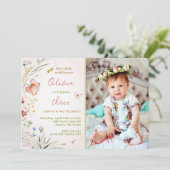 Little Wildflower Floral Baby Girl Foto Kaart (Staand voorkant)