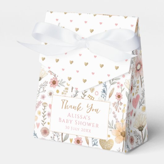 Little Wildflower Floral Baby shower Favoriet Box Bedankdoosjes (Voorkant Zijde)