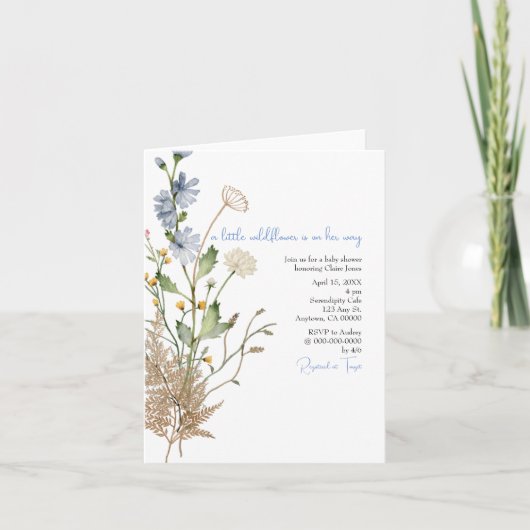 Little Wildflower Floral Baby shower Invitation (Voorkant)