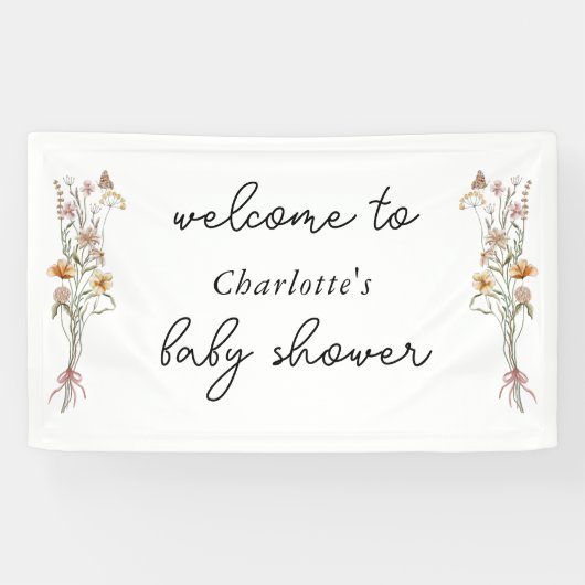 Little Wildflower Floral Baby shower Welcome Spandoek (Horizontaal)