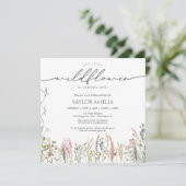 Little Wildflower Floral First Birthday Foto Kaart (Staand voorkant)