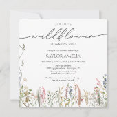 Little Wildflower Floral First Birthday Foto Kaart (Voorkant)