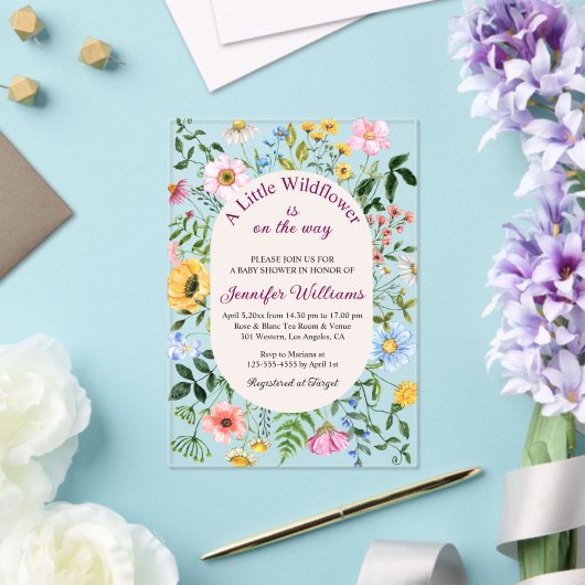 Little Wildflower ,floral Garden Girl baby shower Acryl Uitnodigingen (Insitu (Huwelijk))