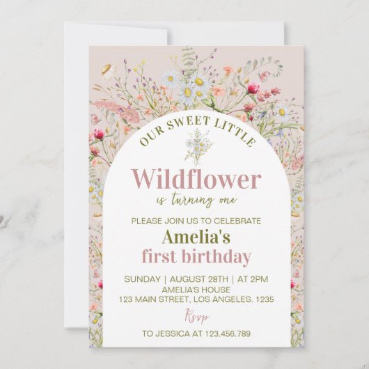 Little Wildflower Floral Garden Verjaardag Kaart (Voorkant)