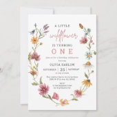 Little Wildflower Floral Girl 1e verjaardag Kaart (Voorkant)