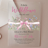Little Wildflower Floral Girl Pink Bow Baby shower Acryl Uitnodigingen