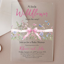 Little Wildflower Floral Girl Pink Bow Baby shower