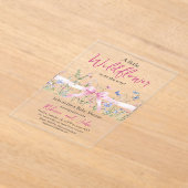 Little Wildflower Floral Girl Pink Bow Baby shower Acryl Uitnodigingen (Laagn)