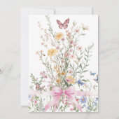Little Wildflower Floral Girl Pink Bow Baby shower Kaart (Achterkant)
