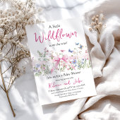 Little Wildflower Floral Girl Pink Bow Baby shower Kaart