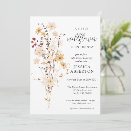 Little Wildflower Flower Baby shower Kaart (Staand voorkant)