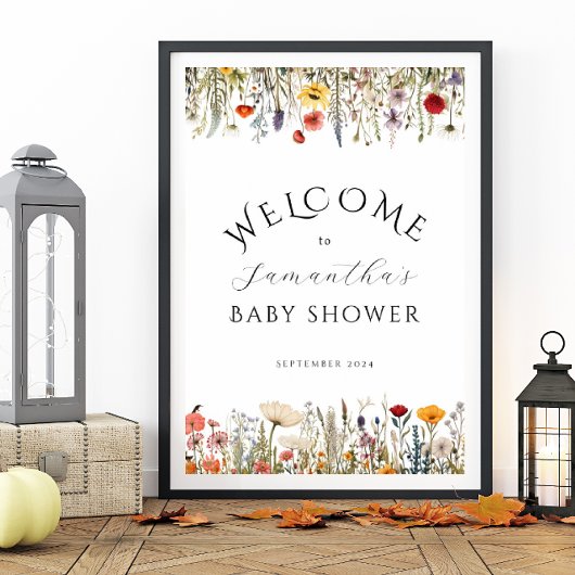 Little Wildflower Flower Baby shower Welkom Poster