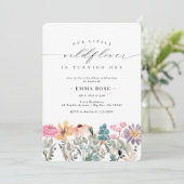 Little Wildflower Flower Birthday Invitation Kaart (Staand voorkant)