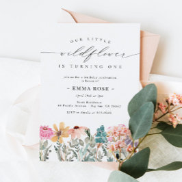 Little Wildflower Flower Birthday Invitation Kaart