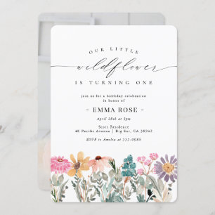 Little Wildflower Flower Birthday Invitation Kaart