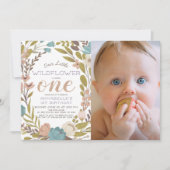 Little Wildflower foto 1e verjaardag uitnodiging (Voorkant)