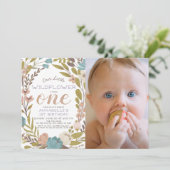 Little Wildflower foto 1e verjaardag uitnodiging (Staand voorkant)