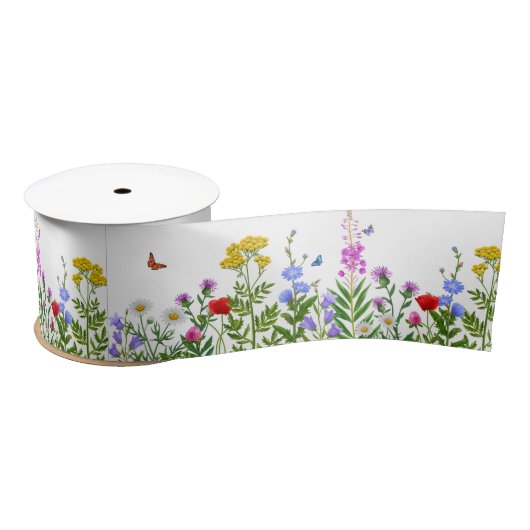 Little Wildflower Garden Floral Pattern Gift Satijnen Lint (Spoel)