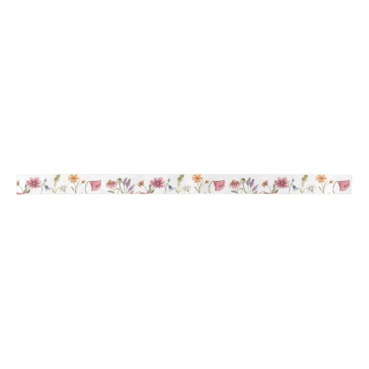 Little Wildflower Garden Floral Pattern Gift Satijnen Lint (Voorkant)