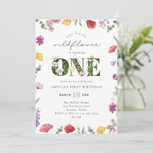 Little Wildflower Garden Party 1e verjaardag Kaart (Staand voorkant)